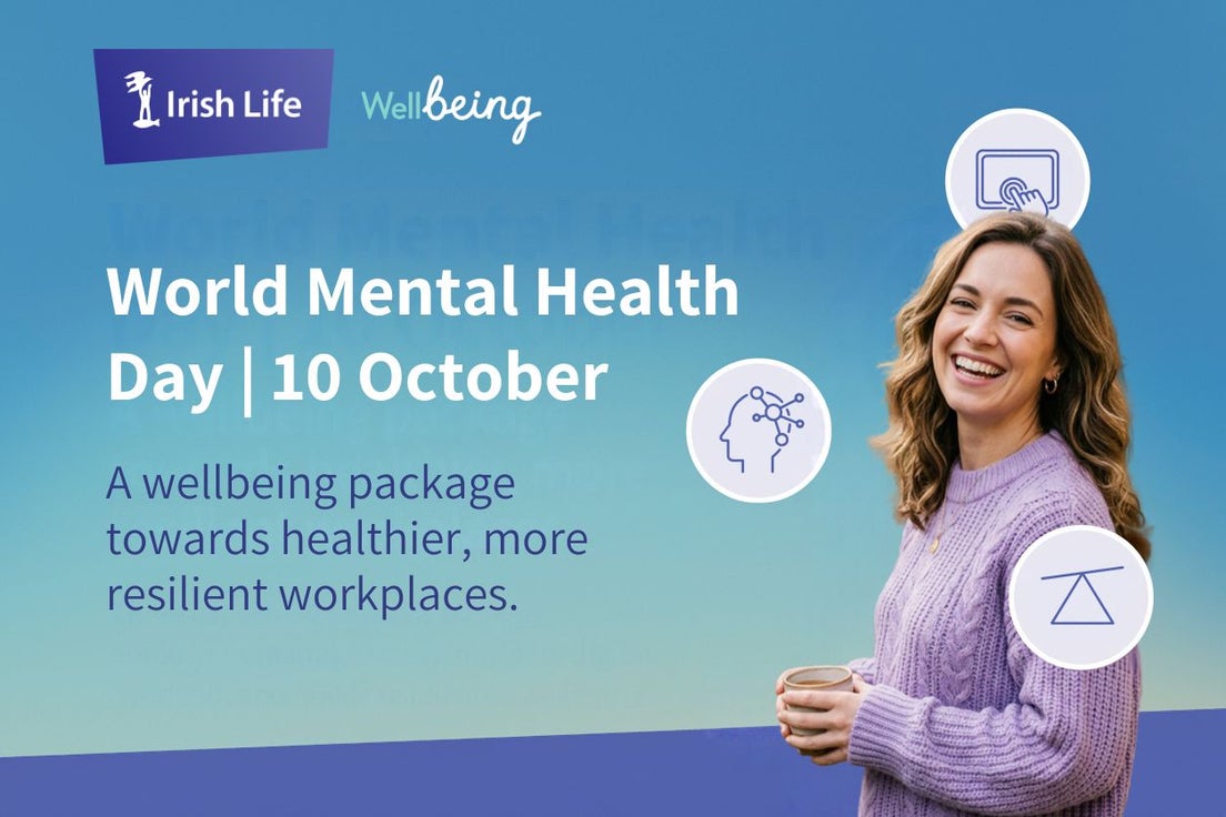 Woman smiling with caption 'World Mental Health Day, 10 October'